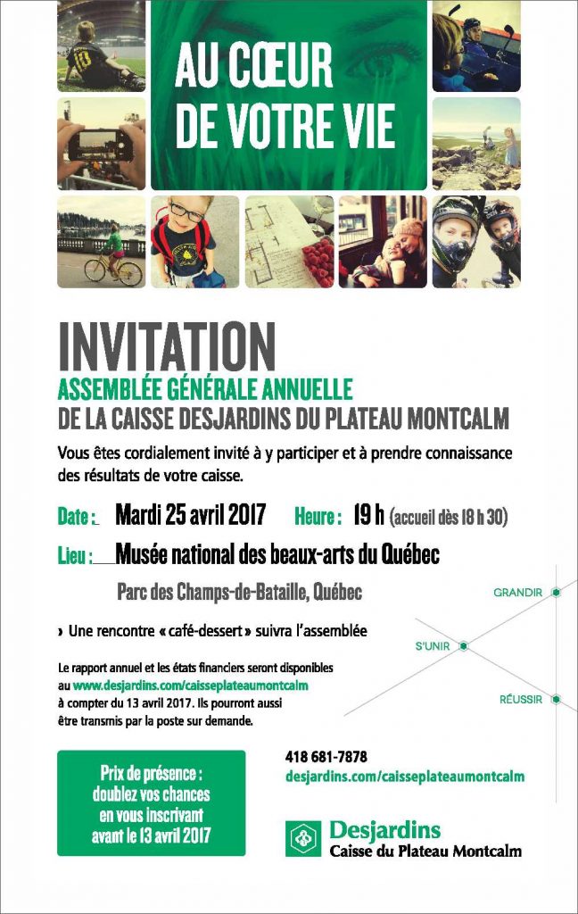 Assemblé générale annuelle Caisse Desjardins Plateau Montcalm