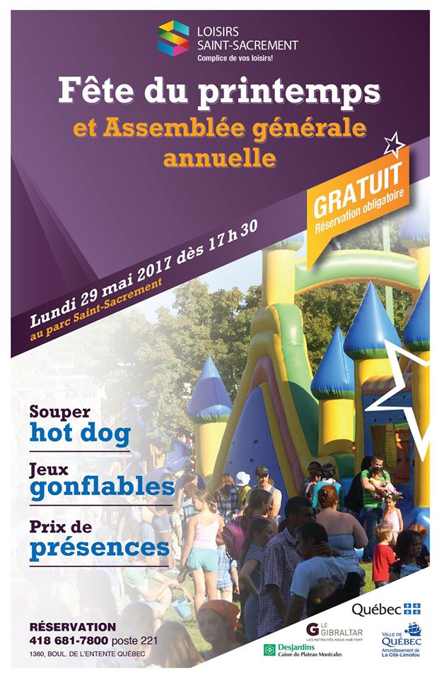 Fête du printemps et assemblée générale annuelle Loisir Saint-Sacrement