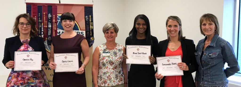 LE CLUB TOASTMASTERS YWCA QUÉBEC SOULIGNE L’ARRIVÉE DE QUATRE NOUVELLES MEMBRES