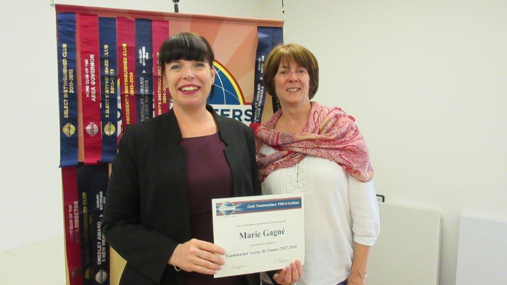 Marie Gagné Toastmaster de l’année