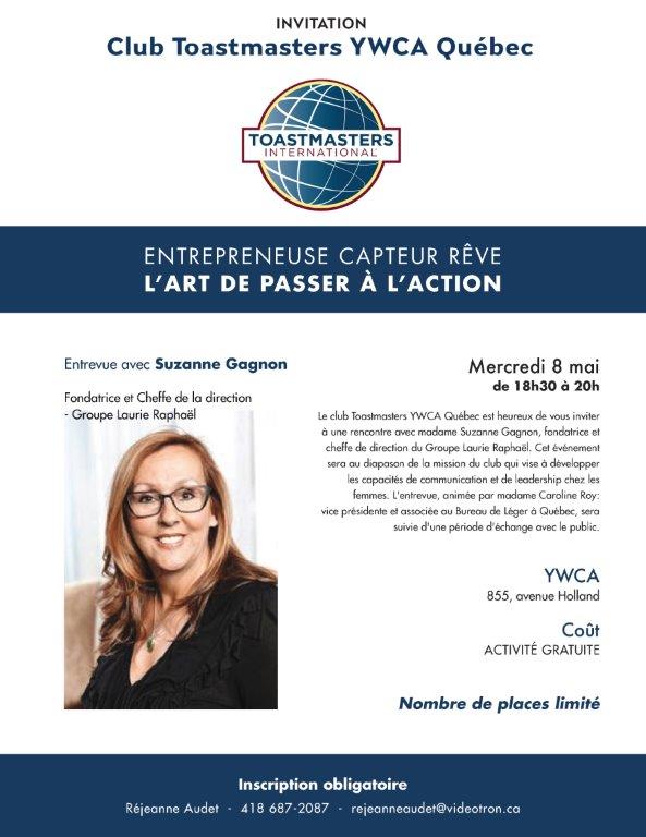 Invitation Club Toastmasters YWCA Québec