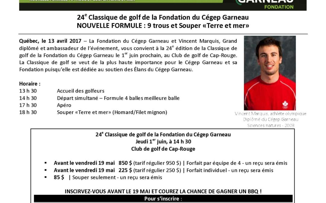 24e Classique de golf de la Fondation du Cégep Garneau